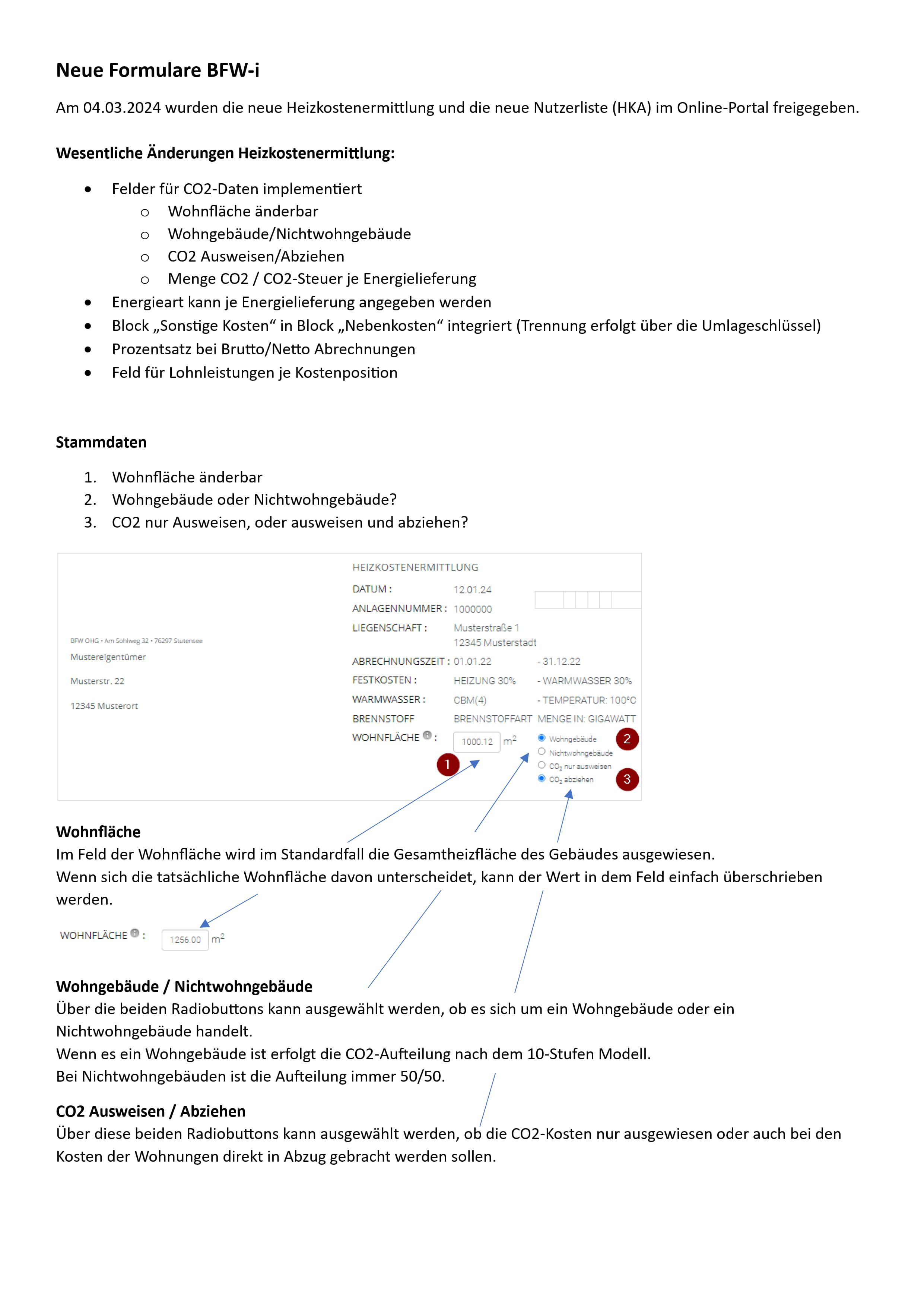 Neuerungen der Formulare