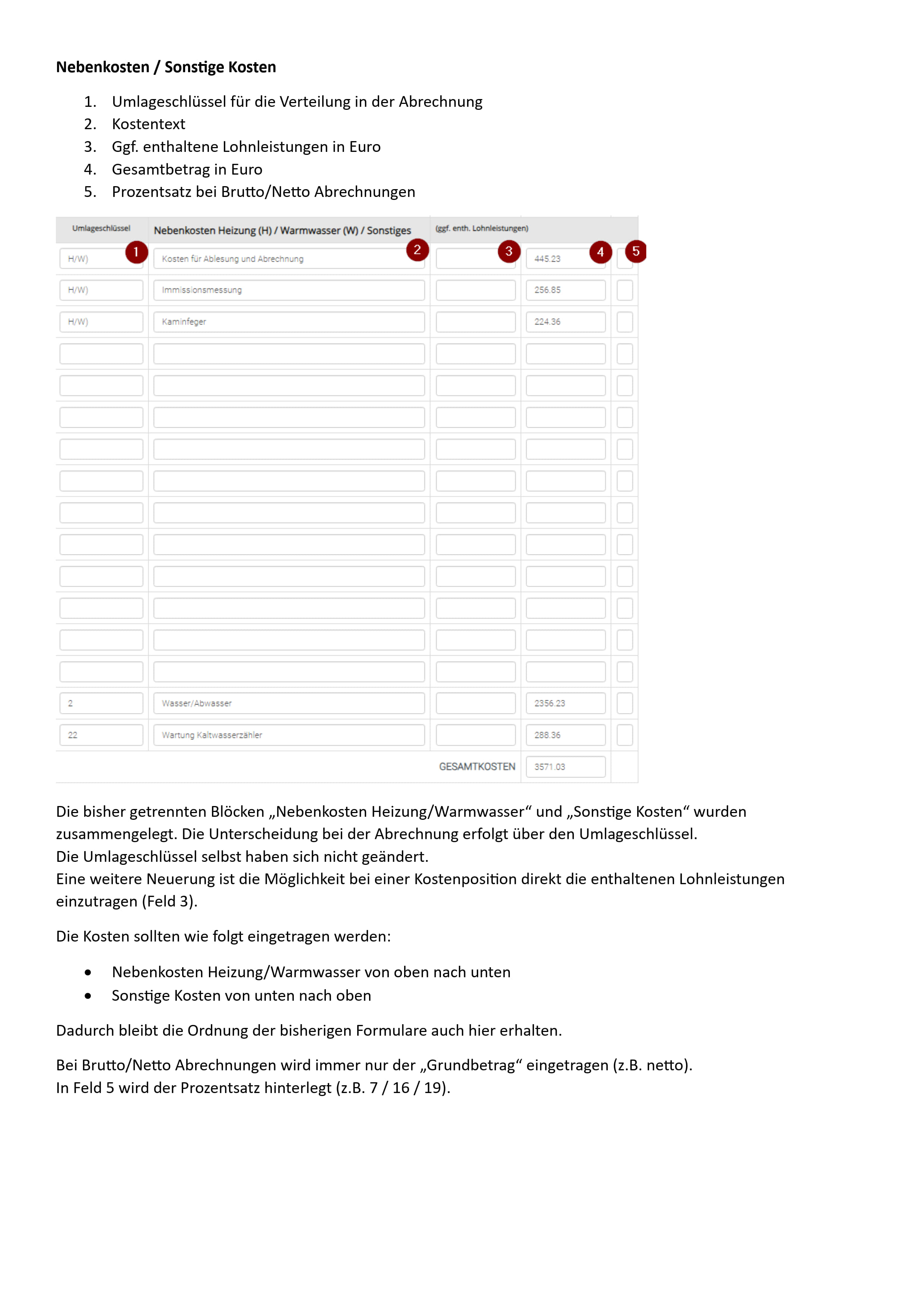 Nebenkosten